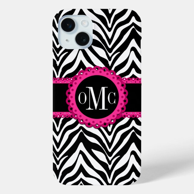 Coques Case-Mate iPhone Sassy et chic Zebra Imprimer Monogramme en dentell (Verso)