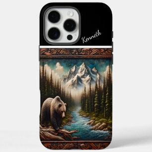 Coques iPhone 16 Pro Max Saumon d'observation de l'ours dans Mountain Strea