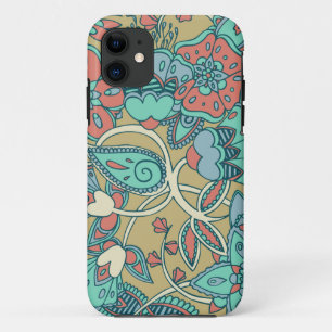 Coque Case-Mate Pour iPhone Saumon et floral bleu