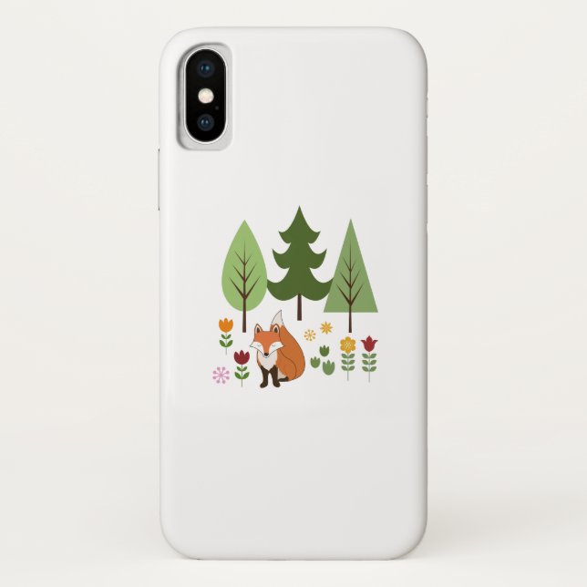 Coques Case-Mate iPhone Scandinavian Style Fox Flowers Trees Illustration (Dos)