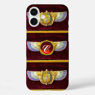 COQUES iPhone 16 PLUS SCARABE À FEU ÉGYPTIENNE ANTIQUE /BOÎTE À DENRÉES 