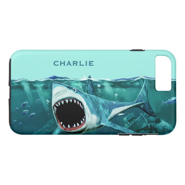 Coques Case-Mate iPhone Scary Shark dossiers de téléphone de nom personnal (Dos (Horizontal))