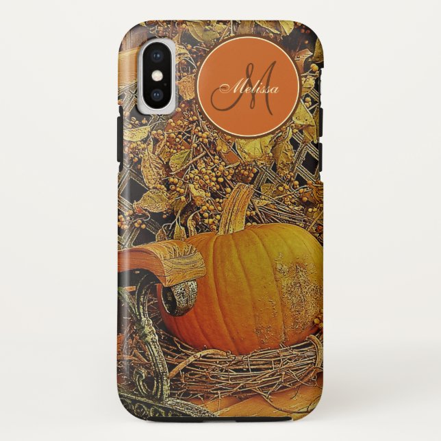 Coques Case-Mate iPhone Scène de chute - citrouille et vigne aigre-douce (Dos)