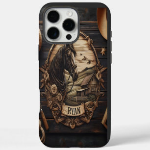 Coques iPhone 16 Pro Max Scène de ferme de chevaux sculptés