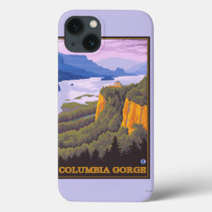 Etui iPhone 13 Scène de gorge du fleuve Columbia avec le point de