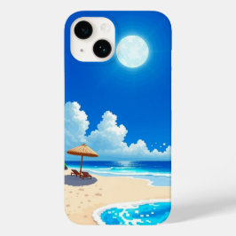 Coque Pour iPhone 14 Scène de plage Derrière les nuages Téléphone