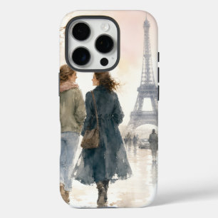 Coques iPhone 16 Pro Scène de rue romantique de Paris en impression