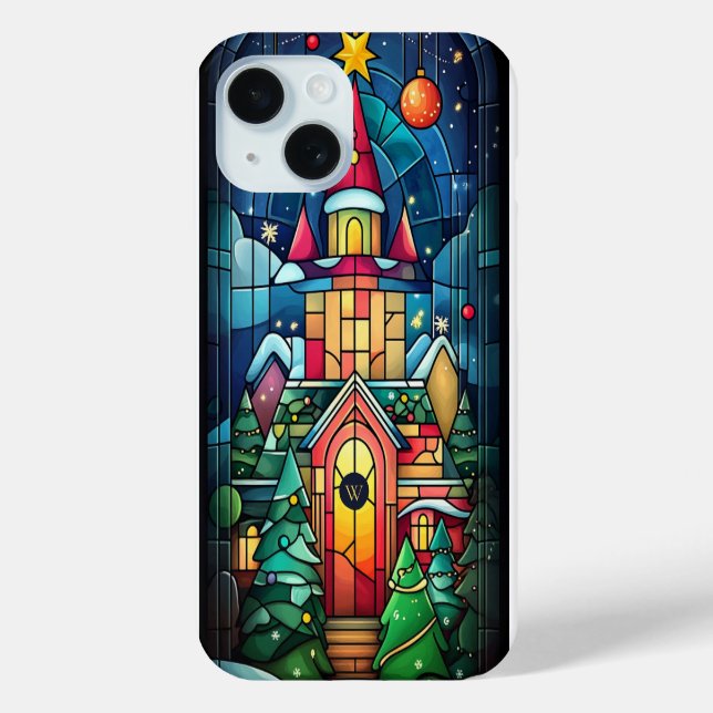 Coques Case-Mate iPhone Scène d'hiver Monogramme personnalisé (Verso)