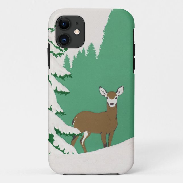 Coques Case-Mate iPhone Scène hivernale de la neige cerf Pine Tree (Dos)