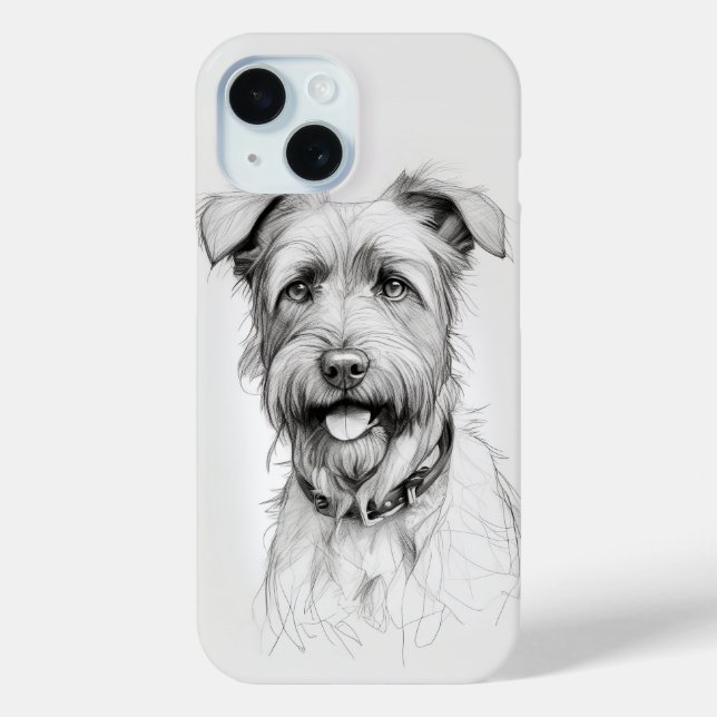 Coques Case-Mate iPhone Schnauzer Portrait Crayon (Verso)