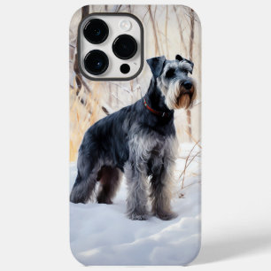 Coque Pour Pour iPhone 14 Pro Max Schnauzer Qu'il neige Noël