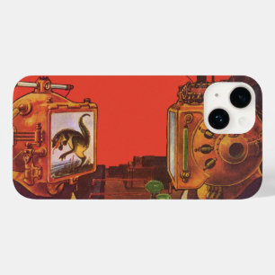 Coque Pour iPhone 14 Science-fiction vintage, casques Alien Steam Punk