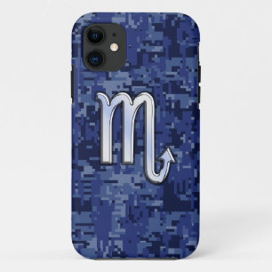 Coques Pour iPhone Scorpio Zodiac Sign on Navy Blue Camo