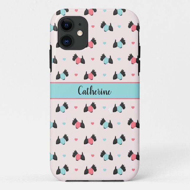 Coques Case-Mate iPhone Scottish Terrier et Hearts (Dos)