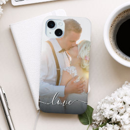 Coque iPhone 15 Mini Script d'amour photo Mariage personnalisé