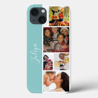 Case-Mate iPhone Case script de collage photo bleu et blanc 5