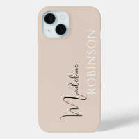 Script de nom initial minimaliste beige moderne