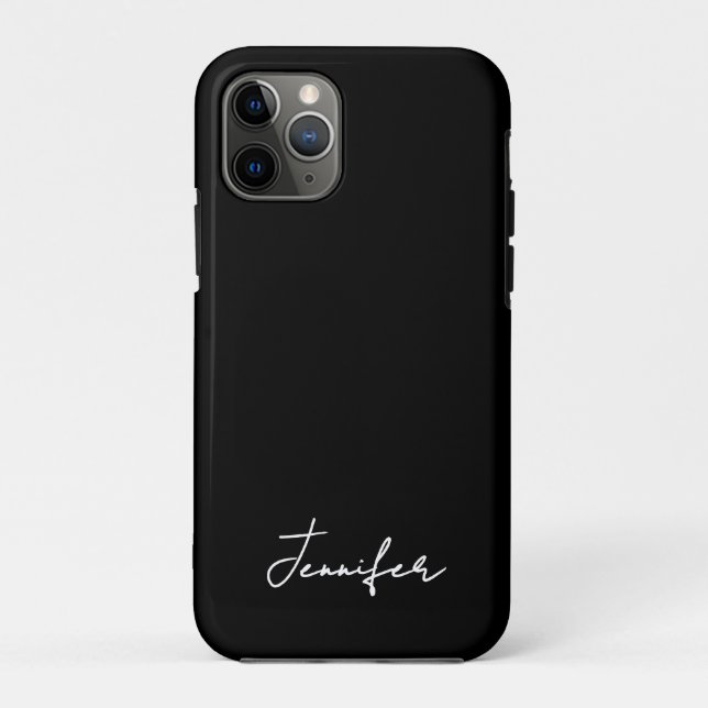 Coques Case-Mate iPhone Script de signature de nom personnalisé noir minim (Dos)