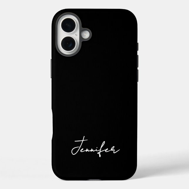 Coques Case-Mate iPhone Script de signature de nom personnalisé noir minim (Verso)