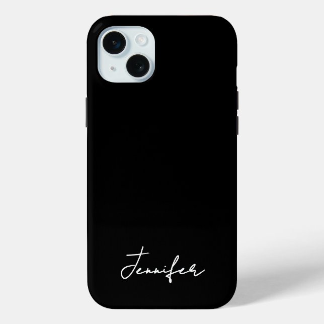 Coques Case-Mate iPhone Script de signature de nom personnalisé noir minim (Verso)