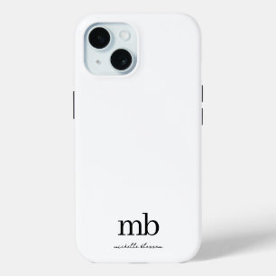 Coque Pour iPhone 15 Script moderne noir blanc tendance Monogramme init