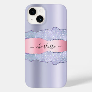 Coque Pour iPhone 14 Scrire violet rose rose agneau nom