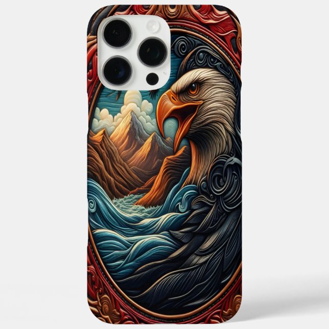 Coques Case-Mate iPhone Sculpture de cuir complexe représentant un aigle e (Verso)