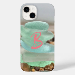 Coque Pour iPhone 14 Seaglass et sable de plage bleu turquoise gris ver