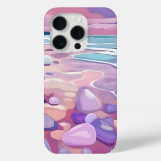 Coque iPhone 15 Pro Seaglass rose, plage, en art numérique