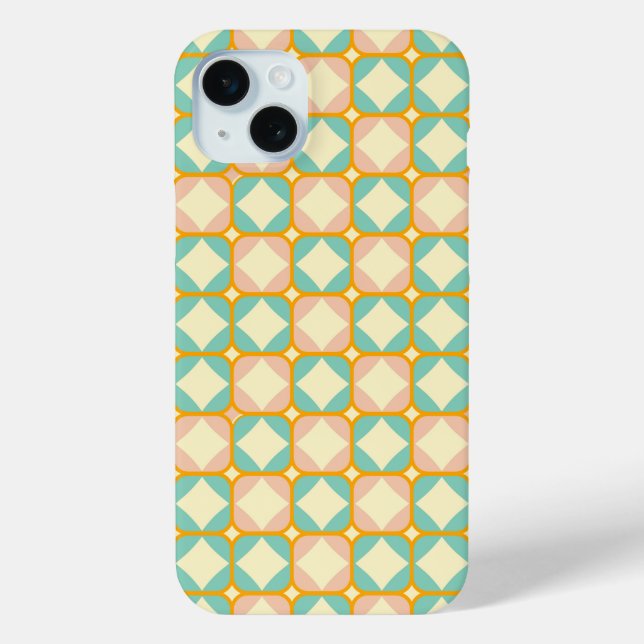 Coques Case-Mate iPhone Seamless retro pattern with rounded squares (Verso)