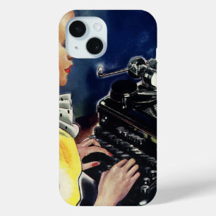 Coque Pour iPhone 15 Secrétaire de direction commercial vintage tapant 
