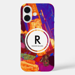 Coques iPhone 16 Section fine en granit avec Monogramme en plaque d