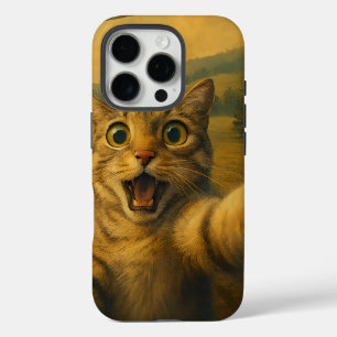 Coques iPhone 16 Pro Selfie De Chat Avec Alien UFO Drôle Cadeaux De Cha