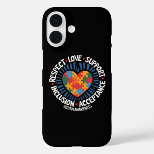 Coques iPhone 16 Sensibilisation à l'autisme Autistique Respect Amo