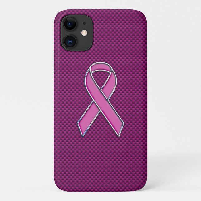 Coques Case-Mate iPhone Sensibilisation au ruban rose Fibres de carbone (Dos)