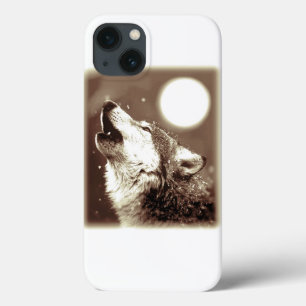 iPhone 13 Case Sepia Wolf & Moon