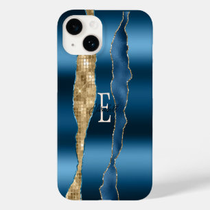 Coque Pour iPhone 14 Séquences d'or d'âge bleu d'Indigo moderne
