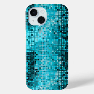 Coque Pour iPhone 15 Séquins Turquois Métallurgiques Regarder Les Miroi
