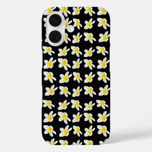 Coques iPhone 16 Sérénade Printemps : Frangipanis Jaune Sur Noir,
