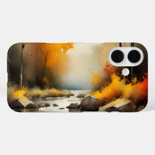 Coques iPhone 16 Sérénissime peinture paysage de rivière d'automne