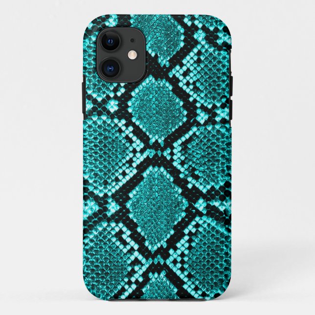 Coques Case-Mate iPhone Serpent à sonnette Peau Cuir Faux bleu (Dos)