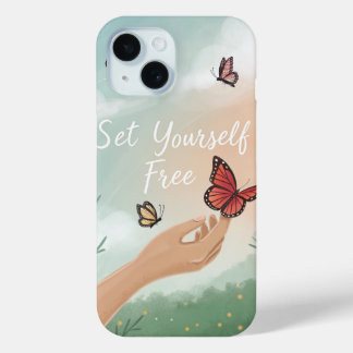 Coque Pour iPhone 15 “Set Yourself Free – Butterfly Release Art”