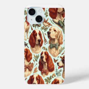 Coque Pour iPhone 15 Setter anglais vintage sans couture