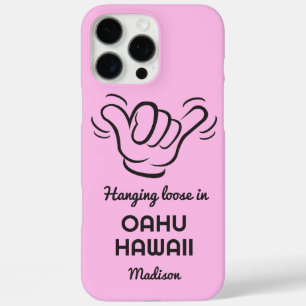 Coques iPhone 16 Pro Max Shaka de nom, emplacement et couleur personnalisés