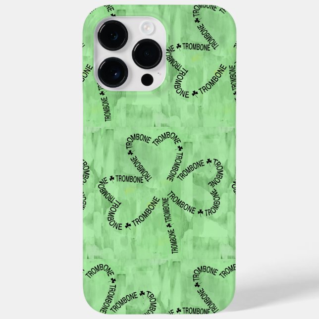 Coques Case-Mate iPhone Shamrock de texte Trombone (Verso)