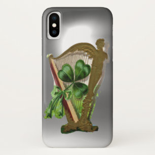 Coques Pour iPhone SHAMROCK VERT IRISH HARP blanc