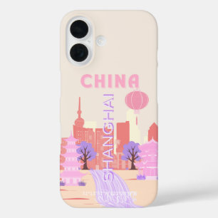 Coques iPhone 16 Shanghai Chine Pastel Voyage Art