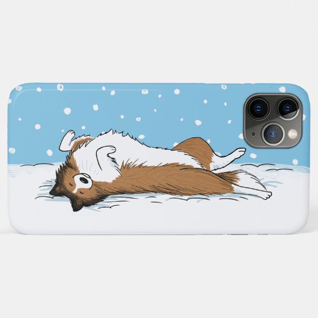 Coques Case-Mate iPhone Shetland Sheepdog Chien de neige - Happy Sheltie W (Dos (Horizontal))
