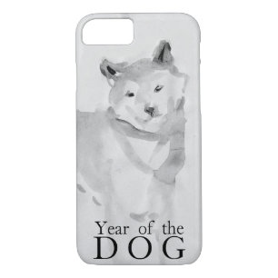Coque iPhone 8/7 Shiba Inu Peinture Chien chinois Année 2018 Coque3
