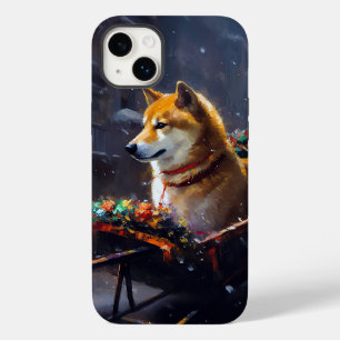 Coque Pour iPhone 14 Plus Shiba Inu Saison Festive de Noël